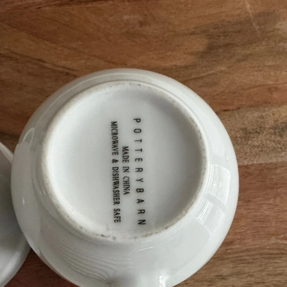 Pottery Barn Vintage White Ceramic Farmhouse Mug Set (3)